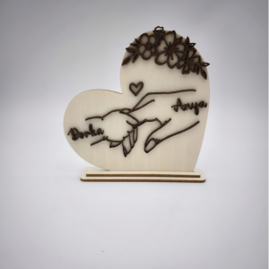 "Örök Kötelék" – Gravírozott fa asztali dísz egyedi nevekkel