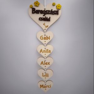 Családfa Szívei – Névre szóló gravírozott családi függődísz